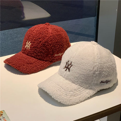 新款羊羔毛韩版字母刺绣棒球帽子