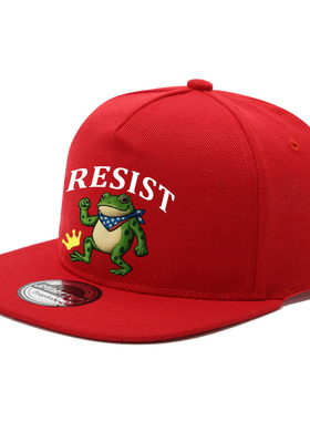 红色平檐高顶时尚印花帽子欧美个性Logo彩印鸭舌帽青蛙印花嘻哈帽
