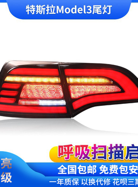 适用于特斯拉Model3改装流光转向MODEL-Y后尾灯led倒车行车灯总成
