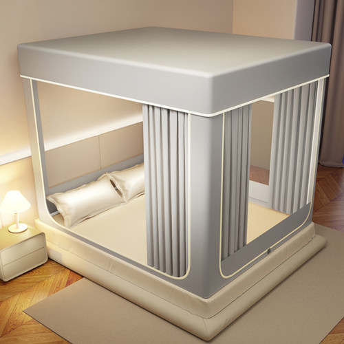 蚊帐强遮光三开门一体式床帘家用