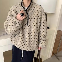 atmosphere博主INS氛围感！韩国波点羊羔毛毛毛卫衣冬套头绒衫女