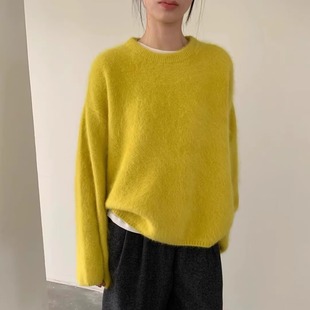 加厚圆领宽松针织 氛围毛感兔绒套头毛衣韩国冬季 BRUNCH正品