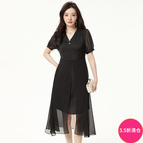 时尚通勤中长连衣裙女