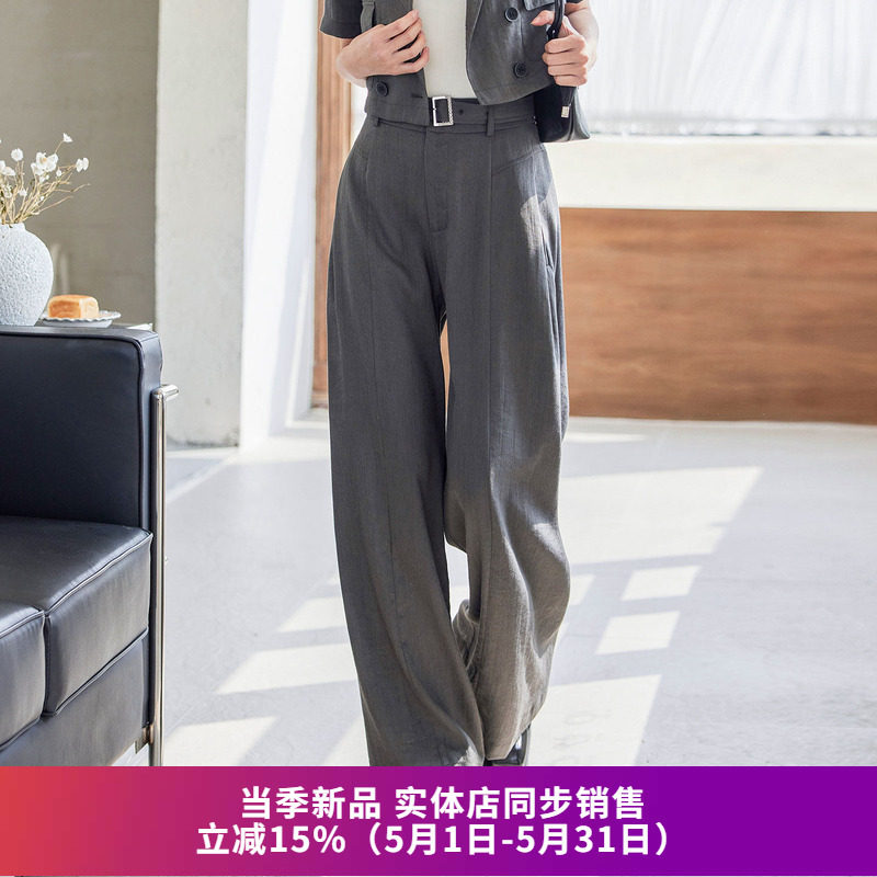 SOMSOM索玛夏装新款 极简通勤休闲百搭气质垂感简约松弛阔腿裤女