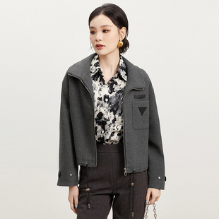 2025年秋Outlets正品 外套女 高端AW系列抽绳系带设计上衣纯色长袖