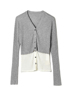 奥莱专柜正品 GMS冬装2025新款 含羊毛开衫上衣假两件修身毛衣女