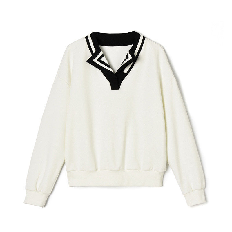 2026年春装Outlets专柜 QG系列拼色时髦感上衣套头长袖修身卫衣女