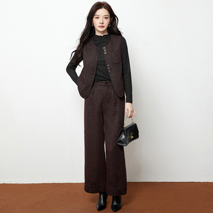 上衣 新款 马甲 长裤 女 奥莱专柜撤柜正品 三件套装 精品汉货HH秋装