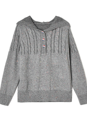 奥莱专柜品牌撤柜正品 HZ冬装新款 简约风连帽舒适羊毛微弹毛衣女