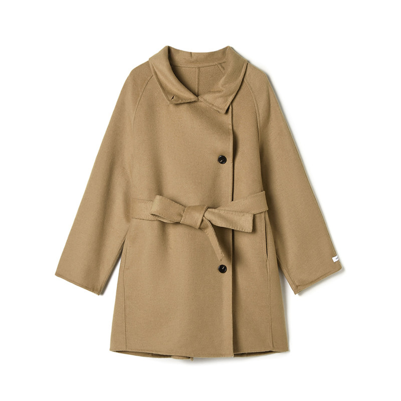 2025年冬Outlets正品 高端N系列含羊毛长款双面尼毛呢外套大衣女