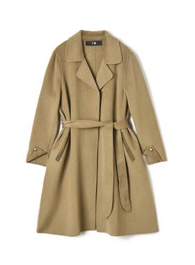 Outlets撤柜正品 FZ冬装新款含羊毛羊绒宽松双面尼毛呢外套大衣女