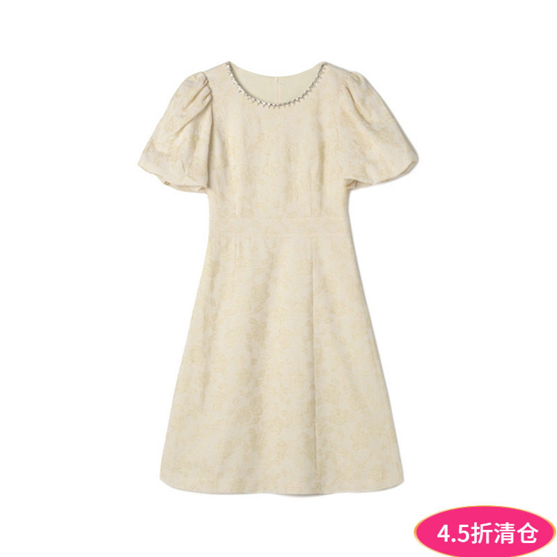 Outlets专柜撤柜正品 南油N系列夏装新款装饰水钻设计中裙连衣裙