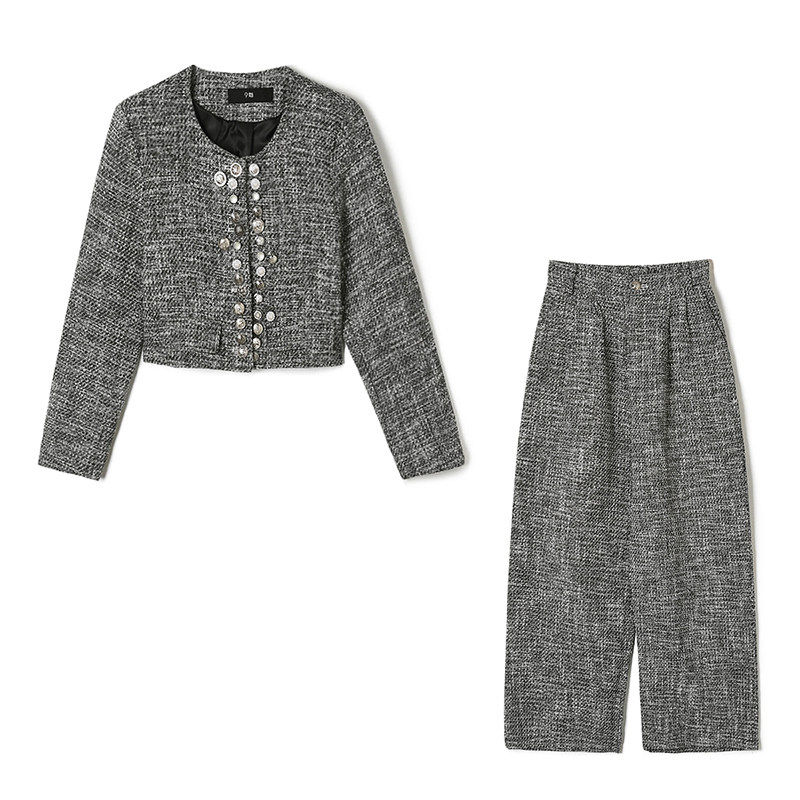 2026年春Outlets正品 高端HG系列 小香风短款外套+长裤两件套装女