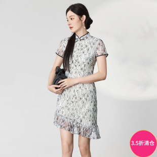 Outlets专柜撤柜 XZ夏装2025新款新中式小清新中裙改良版旗袍