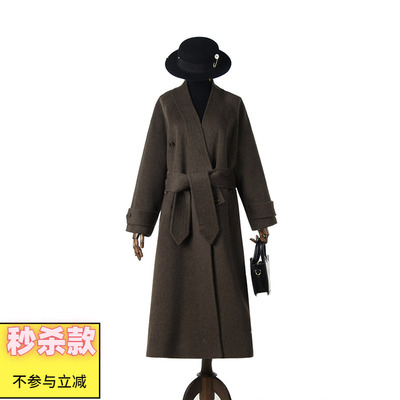 含羊毛双面尼毛呢外套大衣