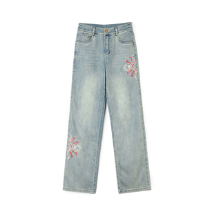 高腰微弹牛仔裤 精致绣花长裤 女 深圳南油JJ春装 2026年Outlets专柜