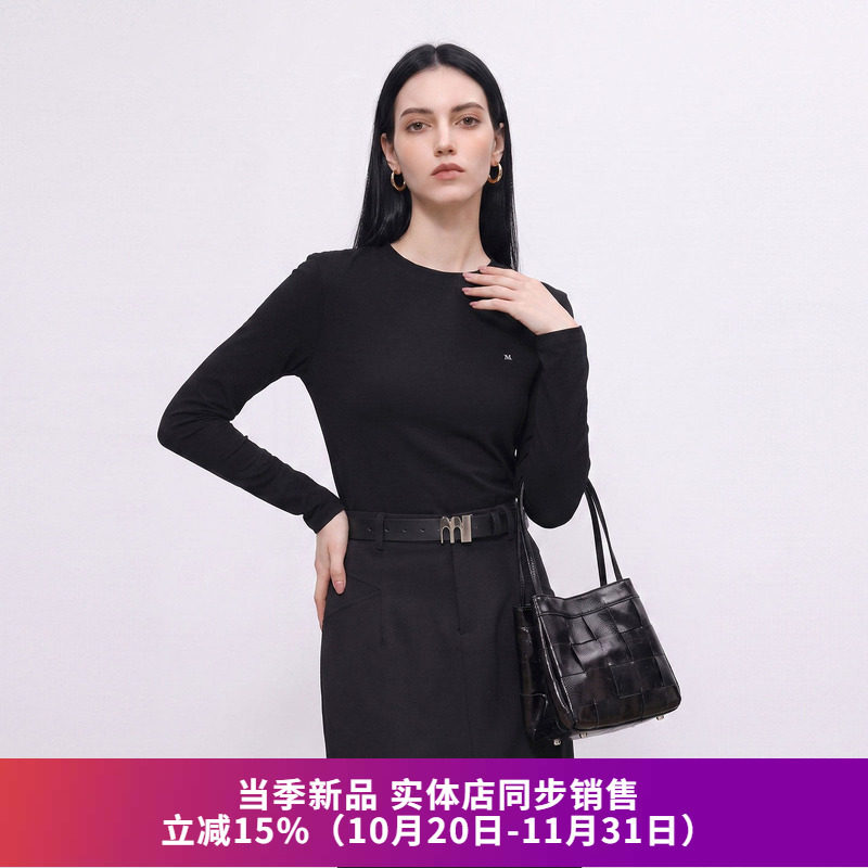 修身小刺绣圆领百搭T恤