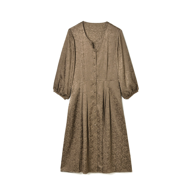 奥莱专柜撤柜正品 南油N系列秋装新款 优雅气质含丝中长裙连衣裙