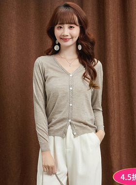 奥特莱斯品牌折扣 MO秋装新款 简约微弹力上衣单排扣长袖针织衫女