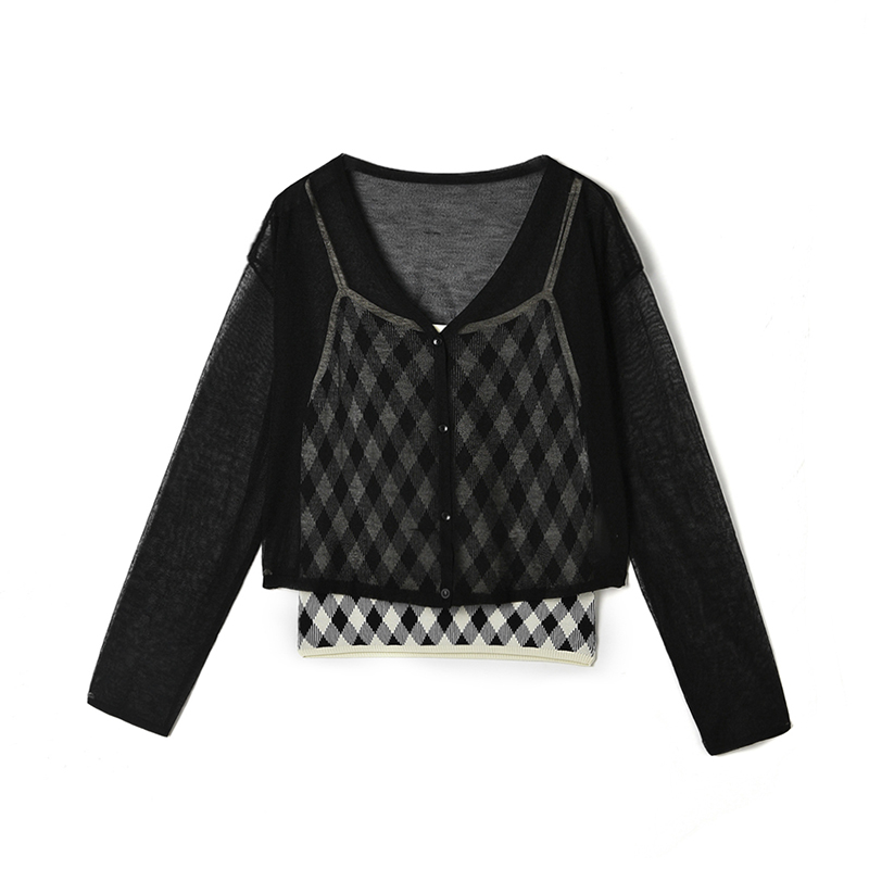 长袖上衣+吊带两件套装