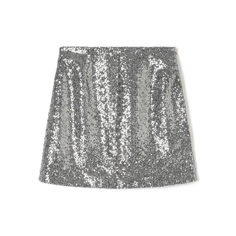 Outlets专柜撤柜正品 南油N系列春装新款简洁轻奢亮片中裙半身裙