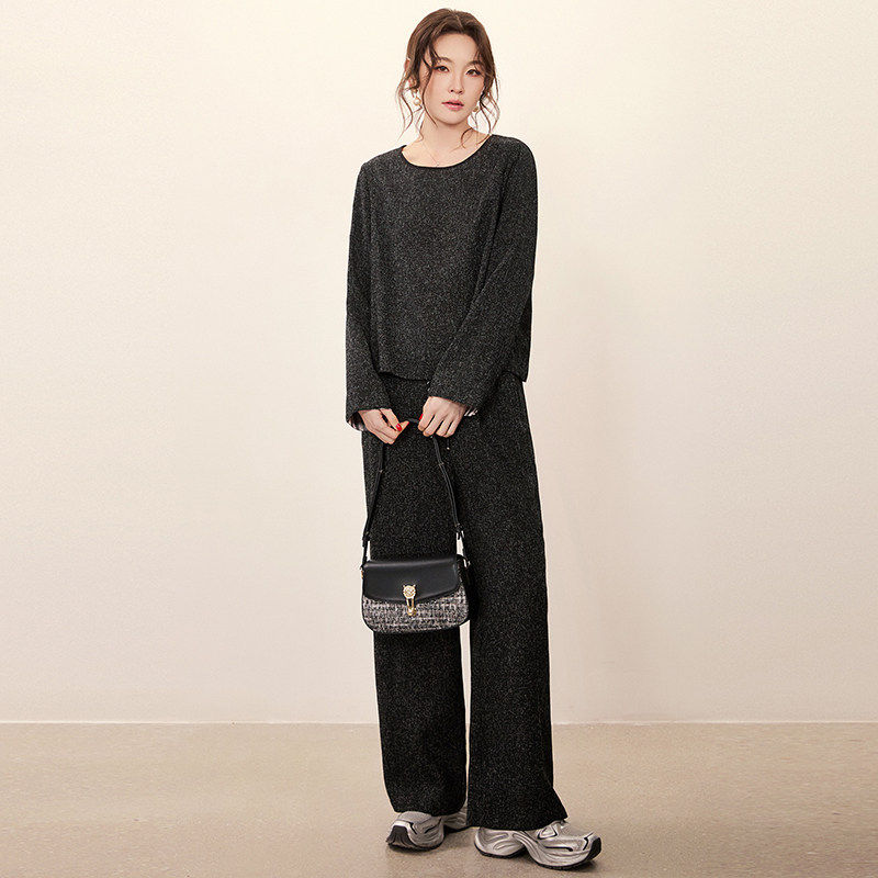 奥莱专柜品牌撤柜正品 LH春装新款宽松上衣+松紧腰长裤两件套装女