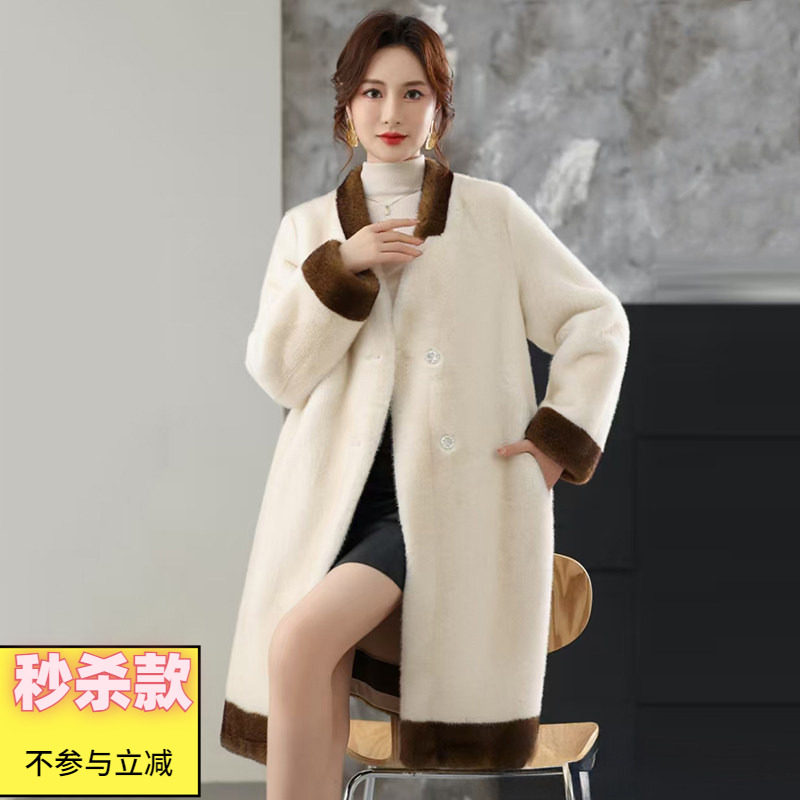 2025年冬装Outlets专柜 高端DR系列气质黄金绒大衣毛呢长款外套女