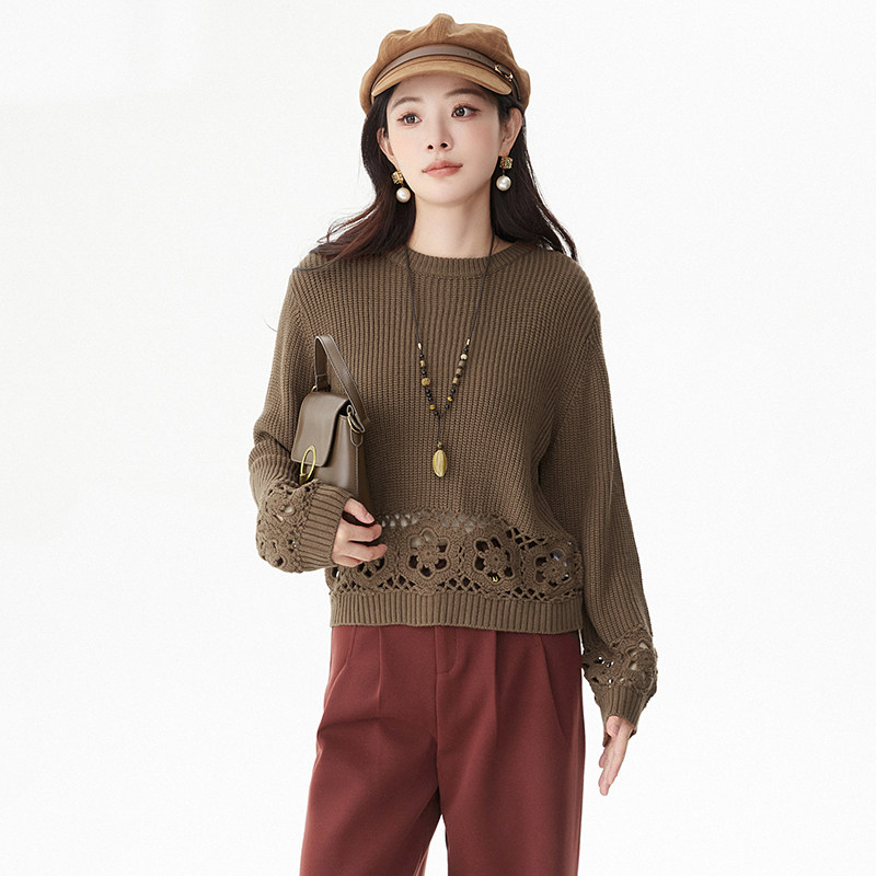 2025年冬Outlets正品 高端RU系列镂空设计套头上衣弹力修身毛衣女,女装/女士精品,毛衣,淘宝优惠券,粉丝福利购,淘宝优惠卷