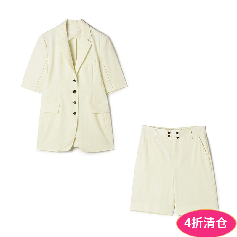 Outlets专柜撤柜正品 TJ夏装新款 西装外套+五分裤时尚两件套装女,女装/女士精品,时尚套装,淘宝优惠券,粉丝福利购,淘宝优惠卷