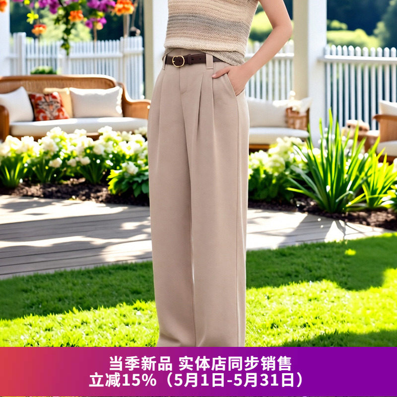 SOMSOM索玛2026夏装新款 通勤高腰阔腿宽松垂感西装裤直筒长裤女