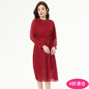 奥莱专柜撤柜正品 HM系列春装2025新款 宽松显瘦长袖一粒扣连衣裙