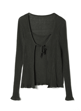 奥莱专柜正品 MO冬装2025新款 假两件时髦外穿上衣微弹长袖毛衣女