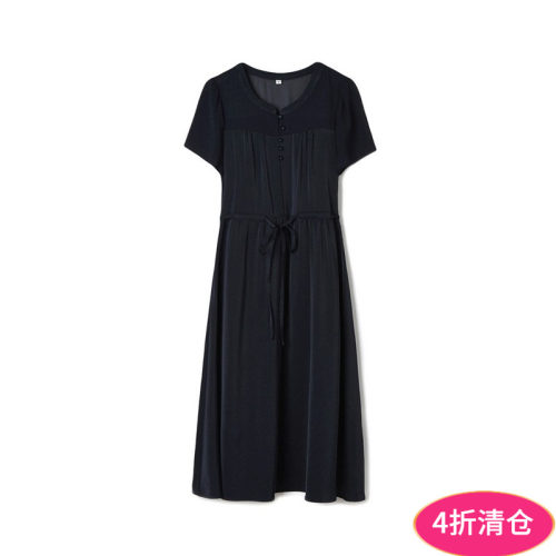 素雅通勤中长连衣裙女