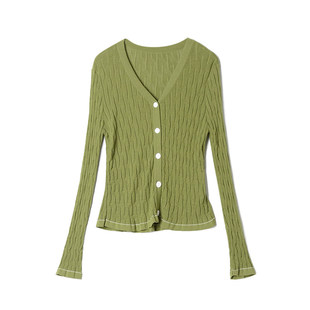 奥莱专柜正品 UN春装2026新款 单排扣短款上衣高弹针织小衫外套女