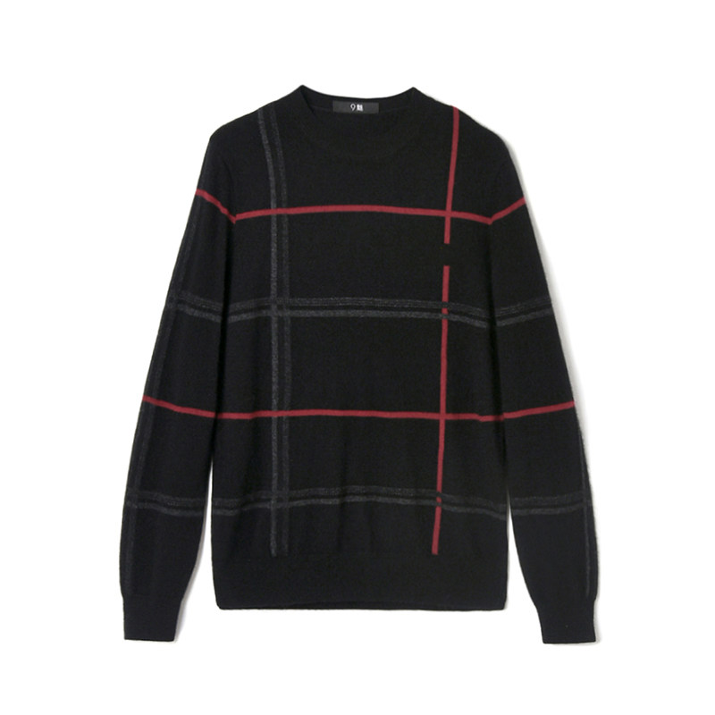 奥莱专柜正品 ASN冬装2025新款男装含兔毛拼色上衣微弹舒适针织衫