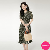 Outlets专柜撤柜正品 连衣裙 素雅通勤中长裙五分袖 ZW夏装 2025新款
