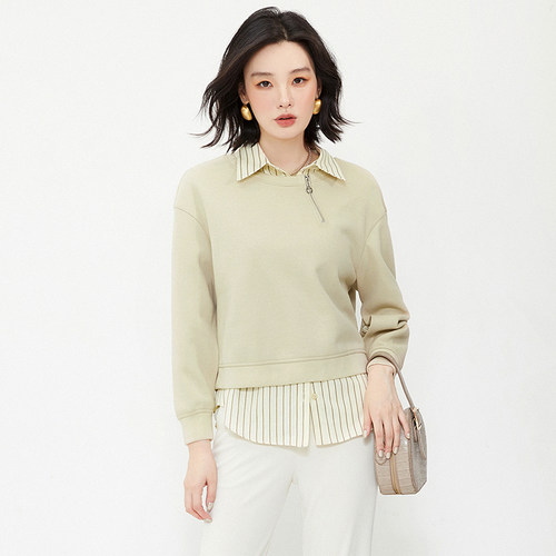 上衣+竖条纹衬衫两件套装