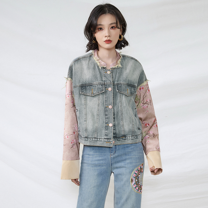 新中式上衣牛仔拼接外套