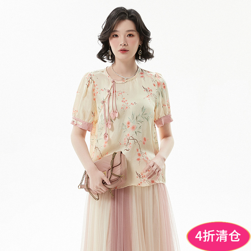 新中式含丝上衣提花衬衫