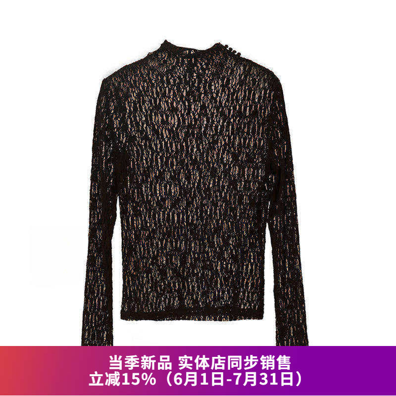 轻薄微透长袖半高领打底衫