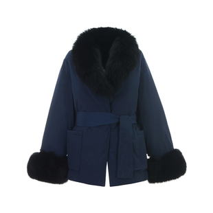 2025年冬装Outlets专柜 高端OY系列气质开衫白鹅绒中长款鹅绒服女