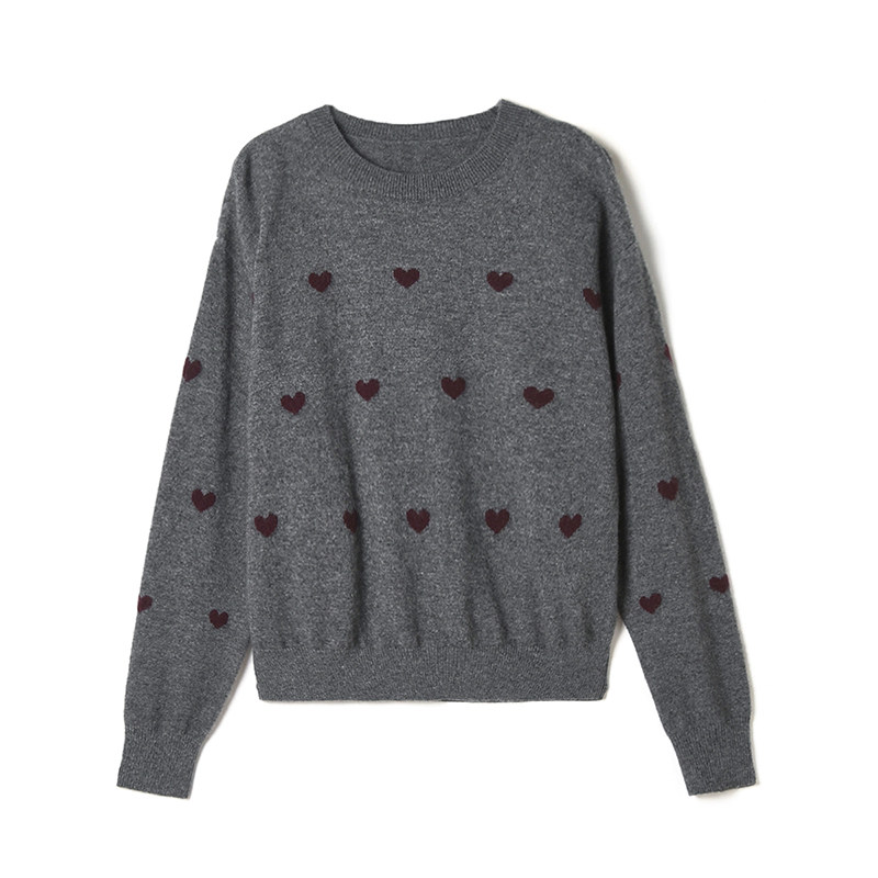 Outlets撤柜正品GMS冬装新款时髦爱心图案上衣含绵羊毛修身毛衣女