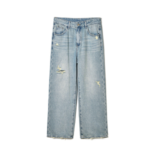 高街牛仔裤 磨毛破洞休闲长裤 女 深圳南油NY秋装 2025年Outlets专柜