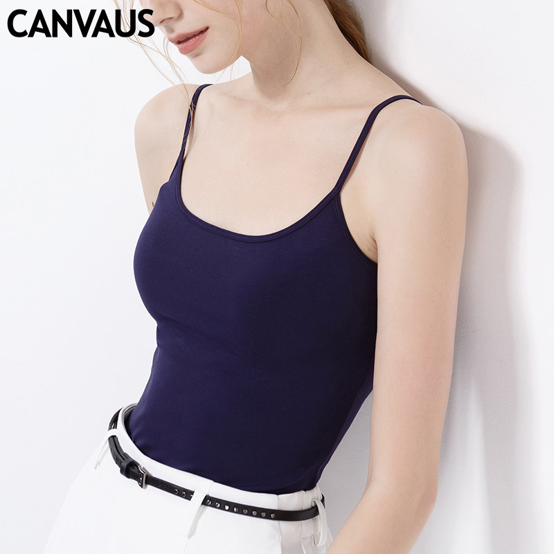 Outlets品牌折扣 卡恩希夏季新款 棉质美背吊带修身版弹力背心女