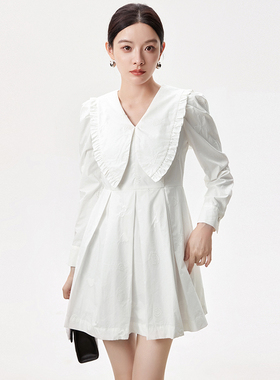 Outlets专柜品牌撤柜正品 SC秋装2025新款简约风海军领短裙连衣裙