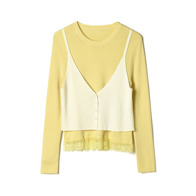 假两件上衣减龄款长袖毛衣