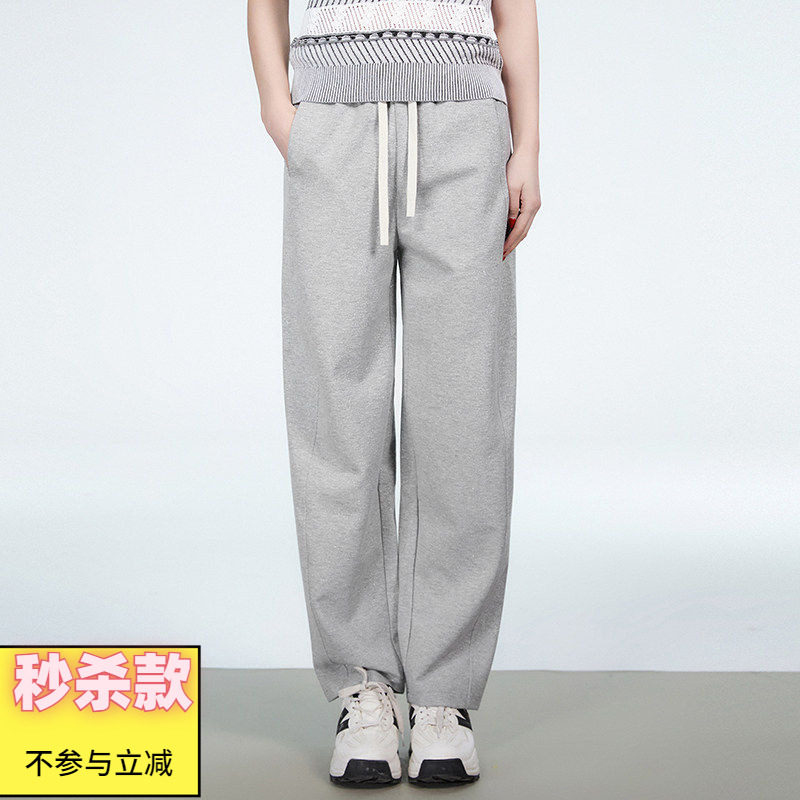 奥莱专柜品牌撤柜正品 MN春装新款 运动风长裤松紧腰微弹休闲裤女