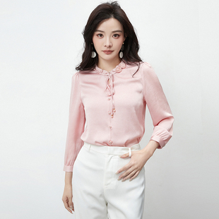 衬肤显白上衣一粒扣衬衫 新款 女 精品汉货HH秋装 奥莱专柜撤柜正品