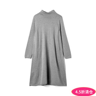 奥莱专柜品牌撤柜正品 MS冬装新款 静奢风阔版中裙宽松长袖连衣裙