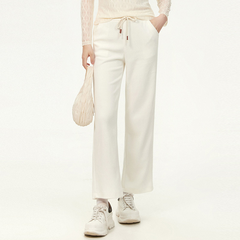 Outlets专柜撤柜正品 ZK秋装新款运动风直筒长裤子松紧腰休闲裤女